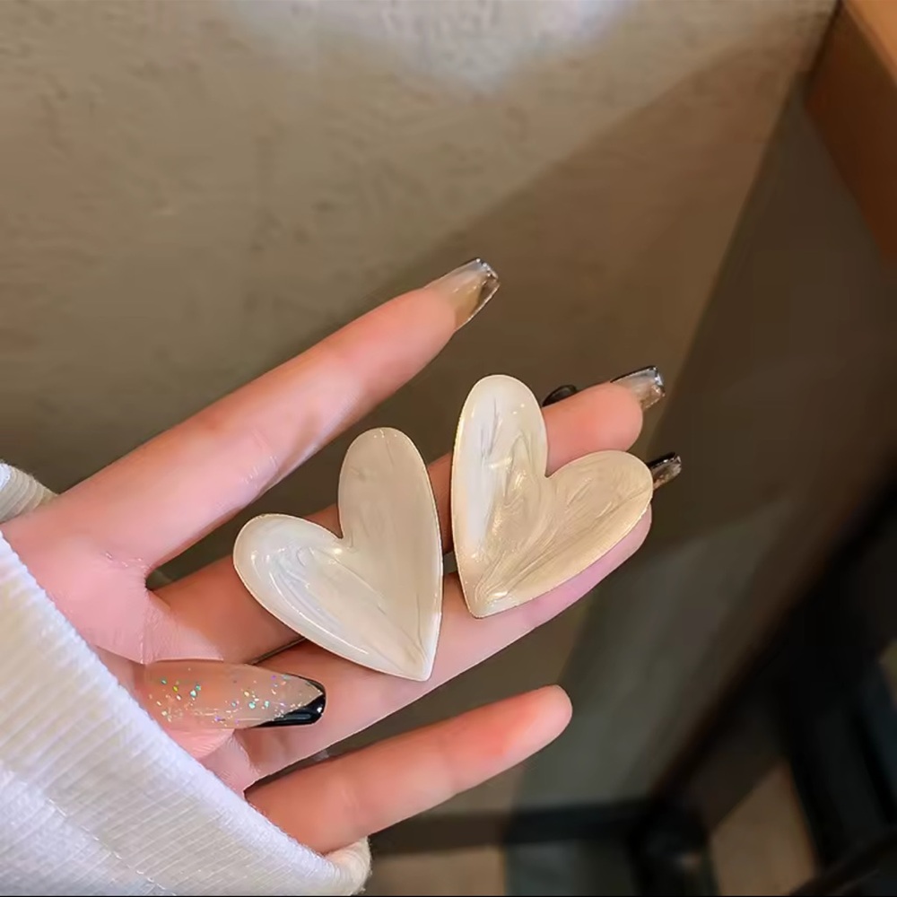 Heart earrings White Marbled Heart Earrings – Bold & Chic Statement